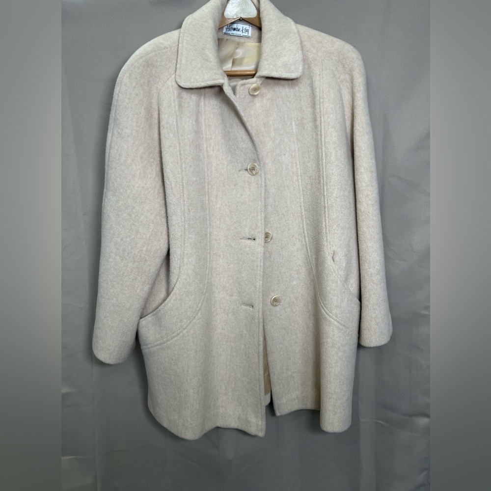 Vintage Herman Kay Tan Wool Blend Coat Classic Winter Jacket Size 10